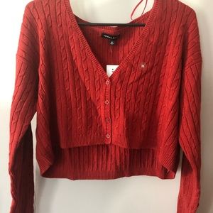 Cropped cardigan sweater